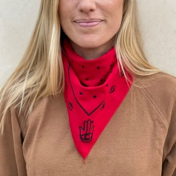 Hamsa & Dots Red Bandana - Picture 3 of 3